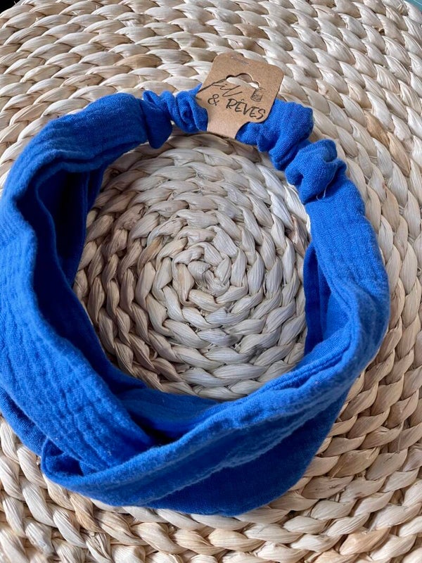 Headband double gaze bleu roi