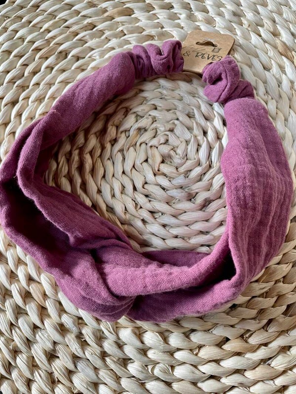 Headband double gaze vieux rose