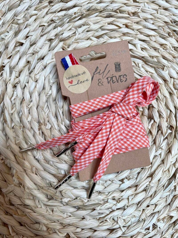Lacets en coton vichy orange