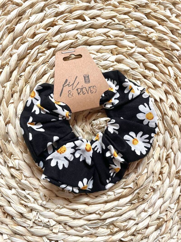 Chouchou marguerites noir