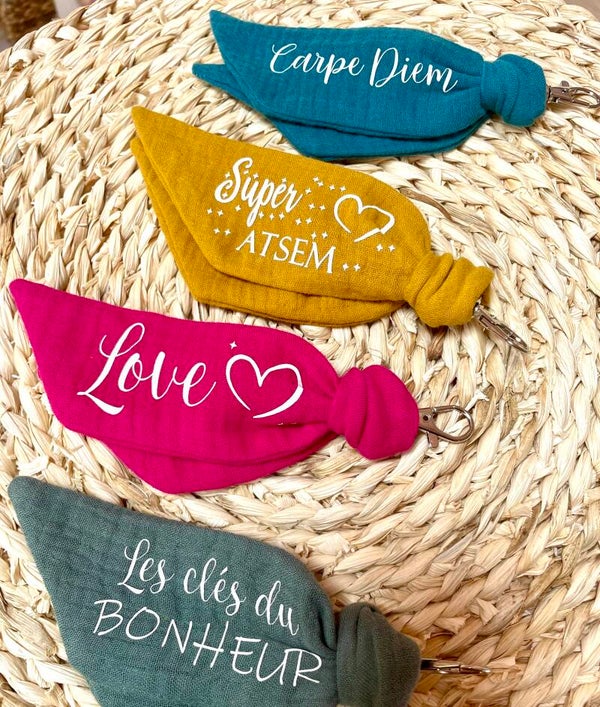 Porte-clé double gaze de coton personnalisé