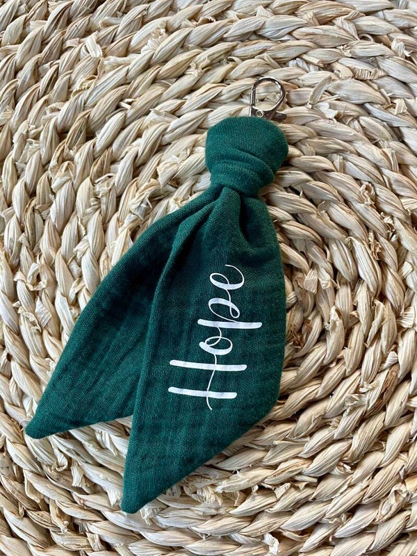 Porte-clé double gaze de coton “Hope” vert foncé