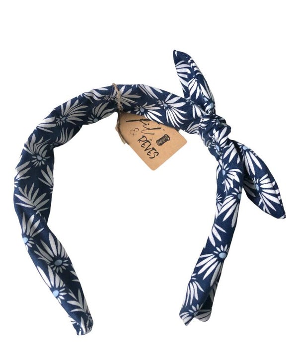 Serre-tête en tissu bleu marine