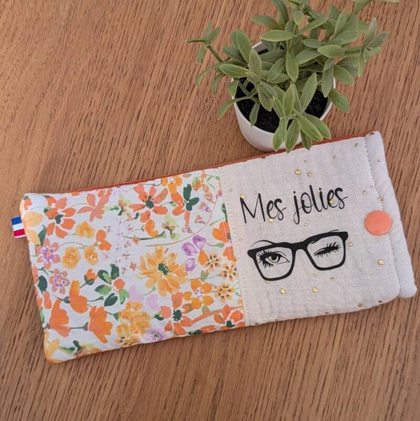 Etui à lunettes velours orange