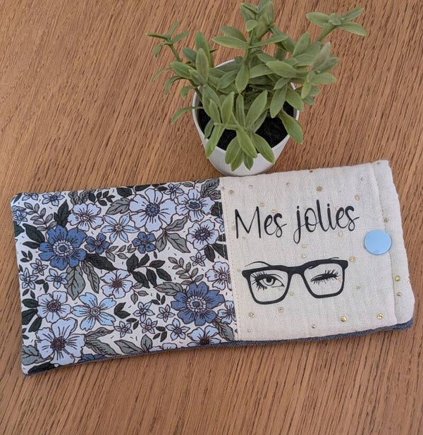 Etui à lunettes velours bleu