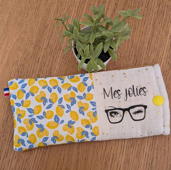 Etui à lunettes velours moutarde