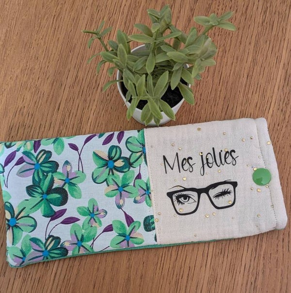 Etui à lunettes velours vert