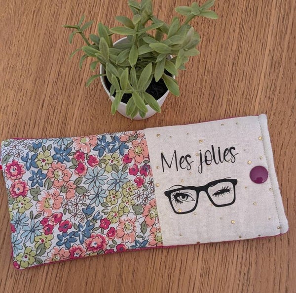 Etui à lunettes velours fushia