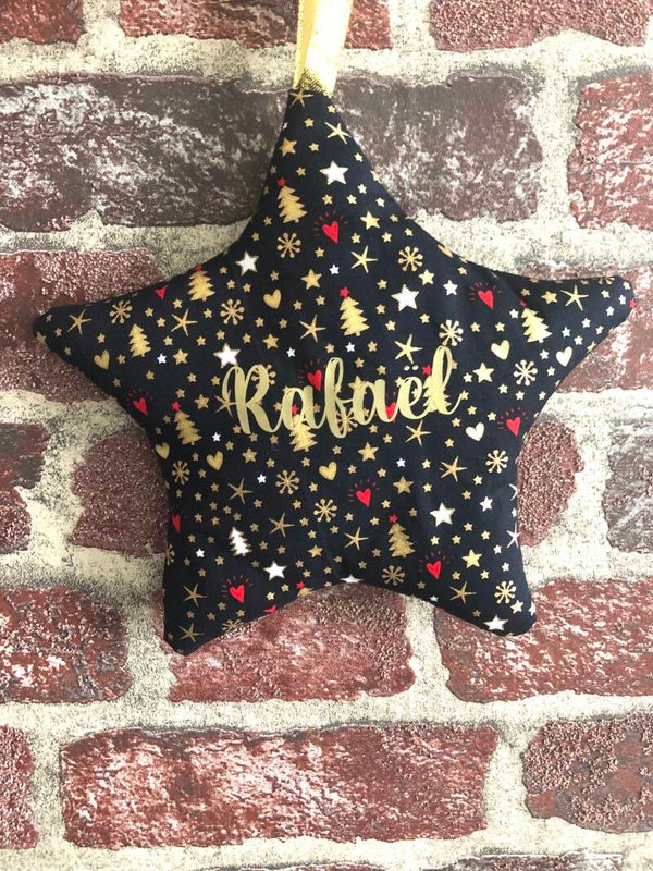 Etoile de Noël noir/rouge/doré