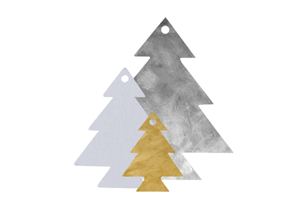 Houten hangers setje 3 stuks zilver goud