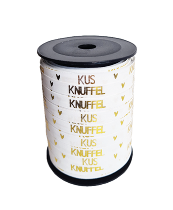 Kus knuffel 5 meter lint wit goud