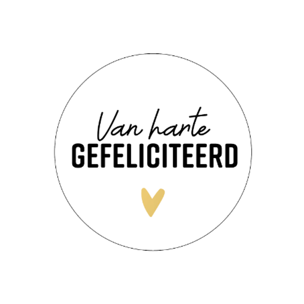 Sticker van harte gefeliciteerd