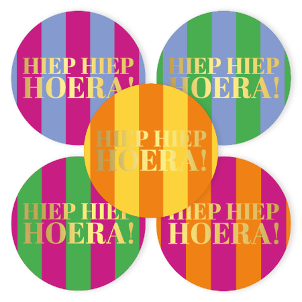 Sticker hiep hiep hoera strepen