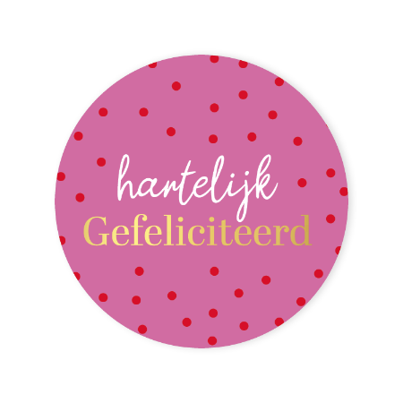 Sticker hartelijk gefeliciteerd roze