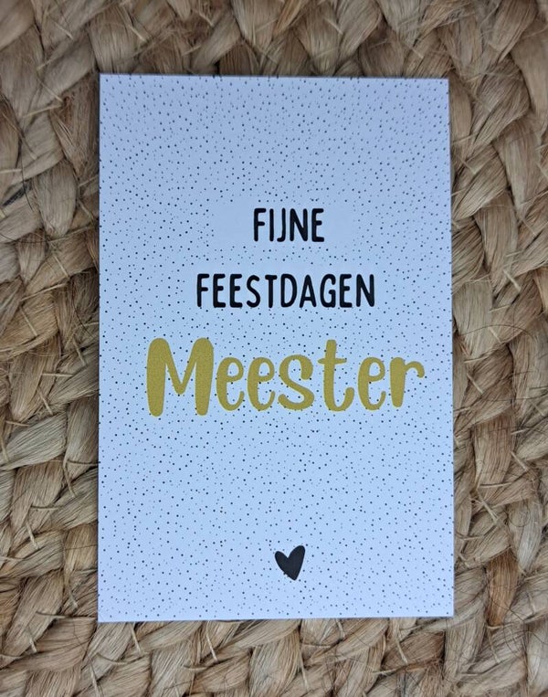 Fijne feestdagen meester mini kaartje