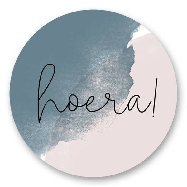 Hoera blauw sticker
