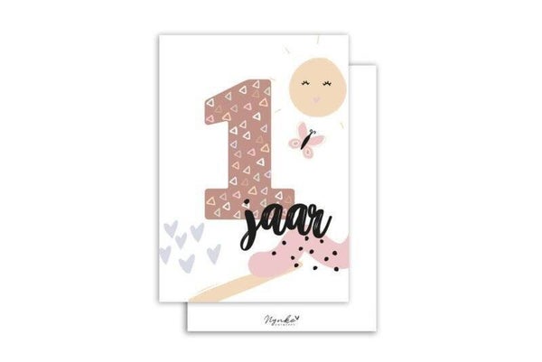 Ansichtkaart meisje 1 jaar