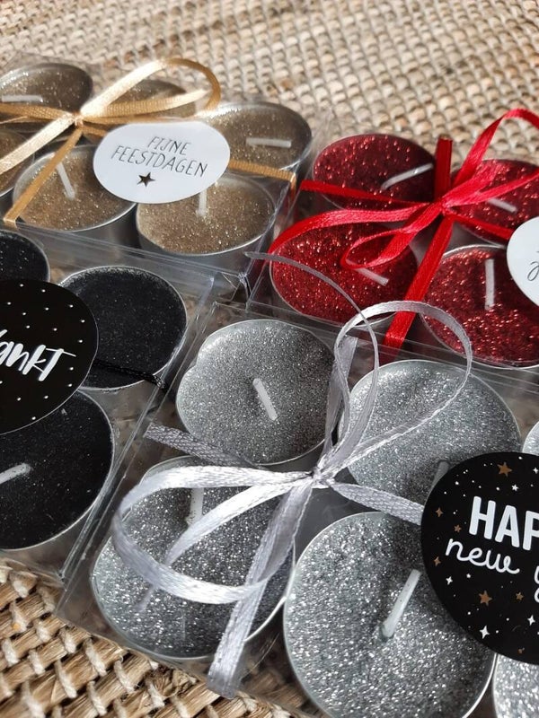 Glitter kaarsjes set
