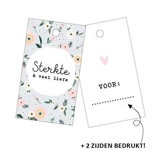 Sterkte & veel liefs cadeaulabel