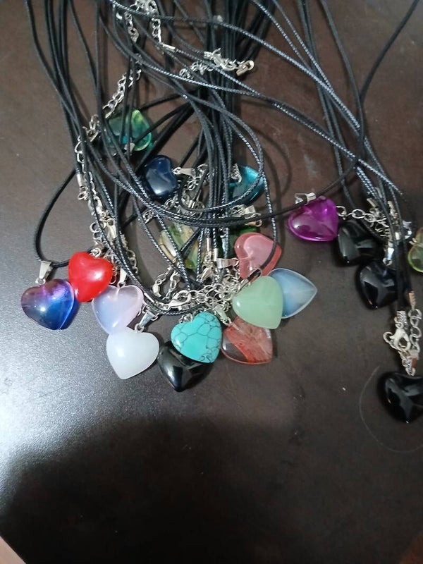 Agate heart shaped necklaces
