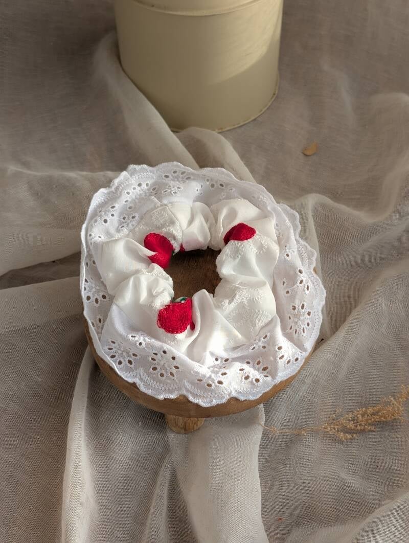 Maxi Scrunchie dentelle - Cerise