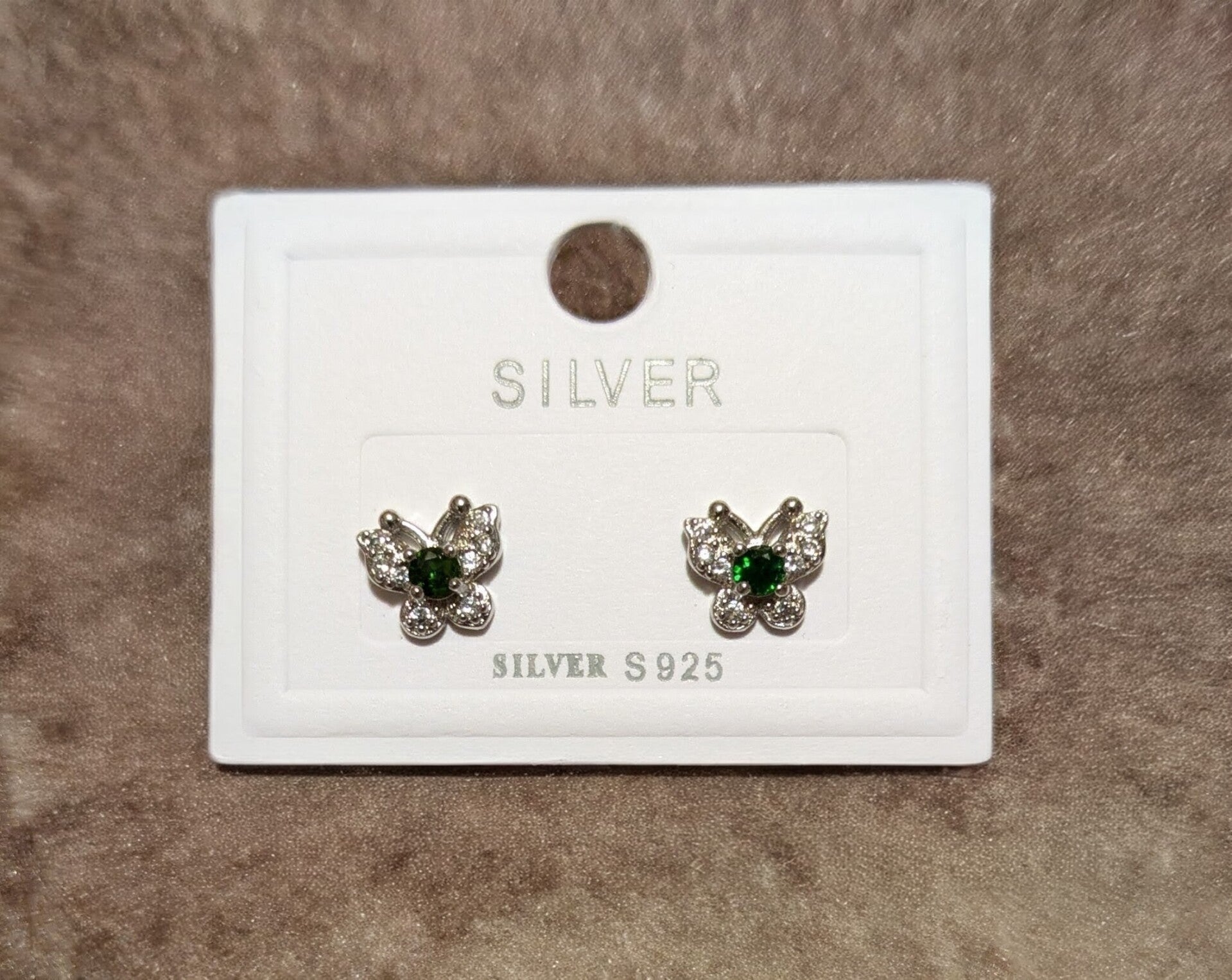Diopside butterfly stud earrings