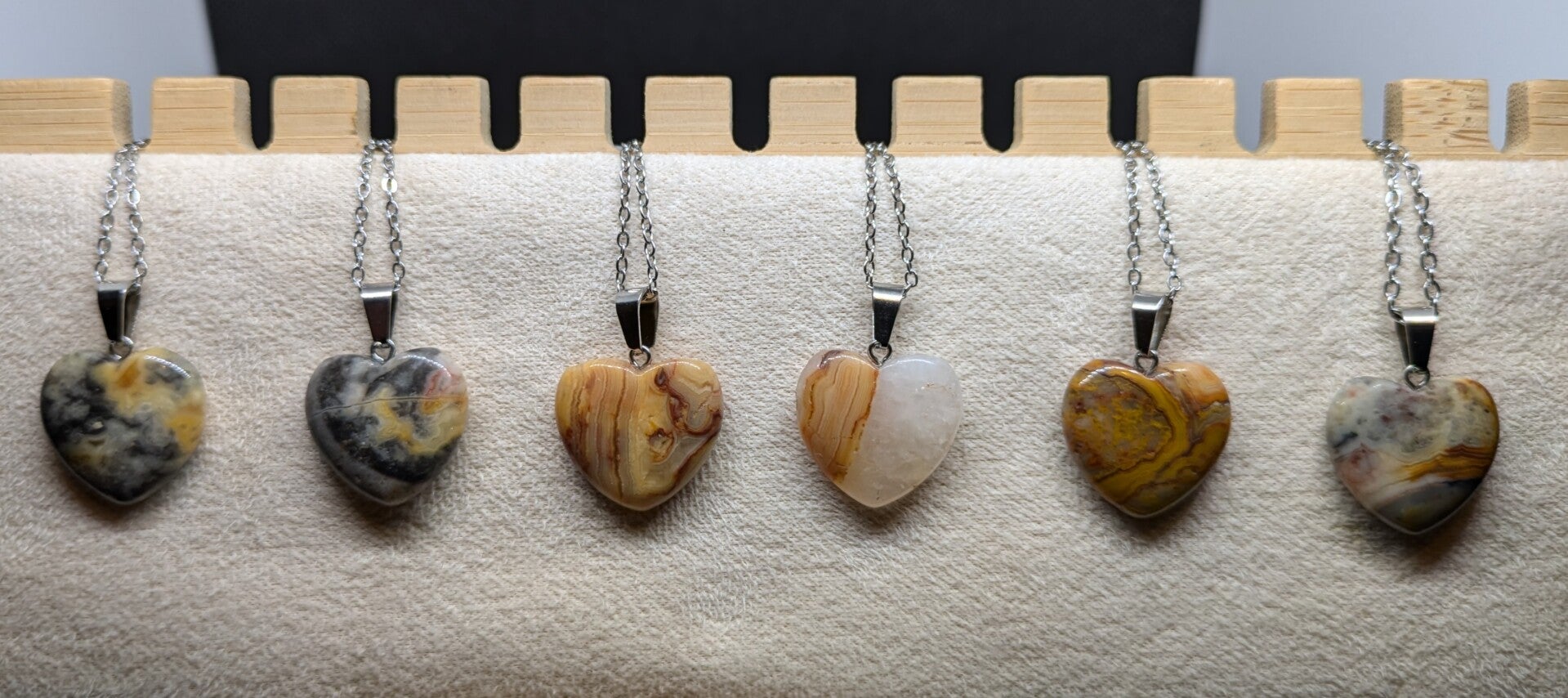 Crazy lace agate heart pendant