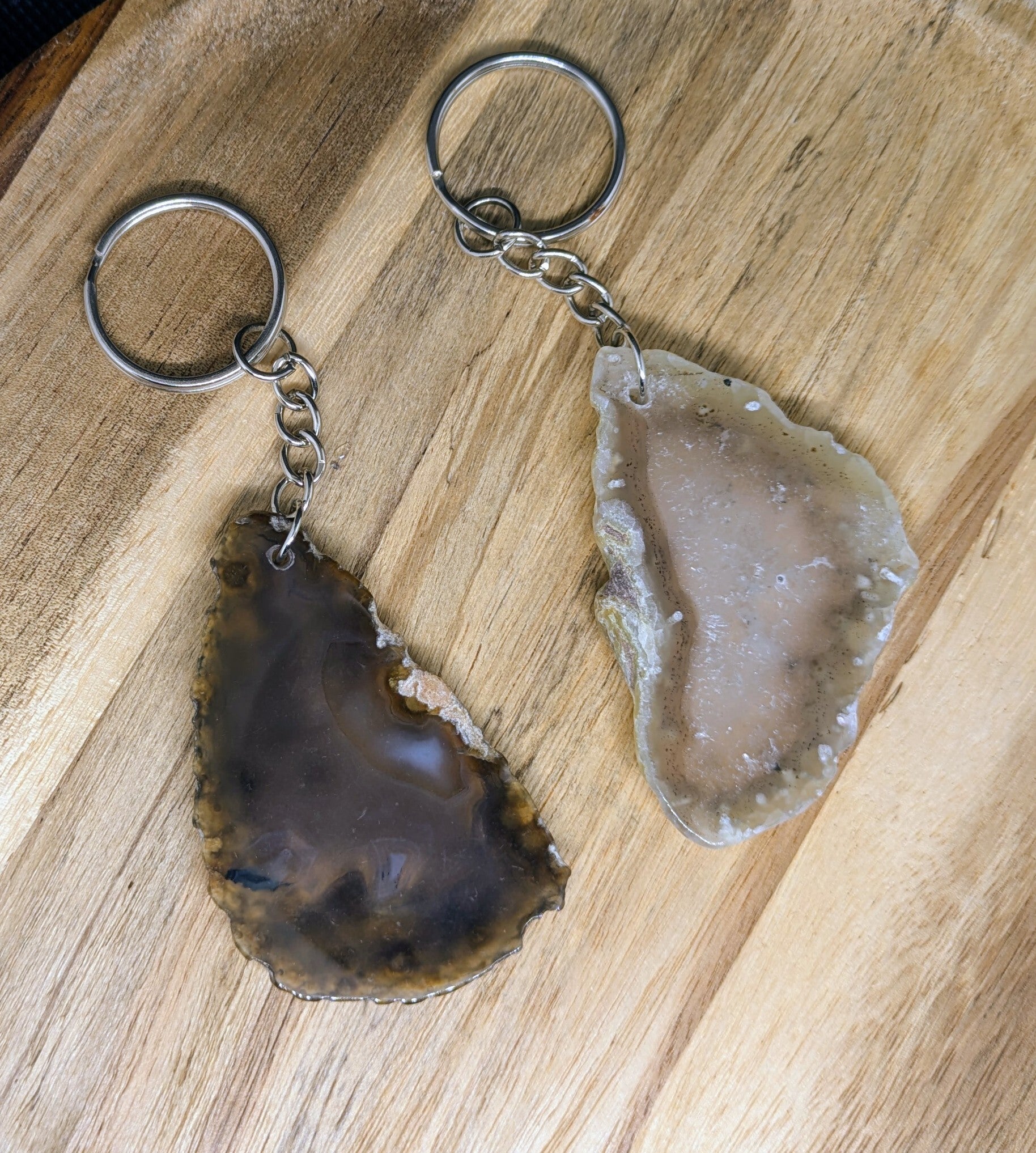 Agate slice keyring