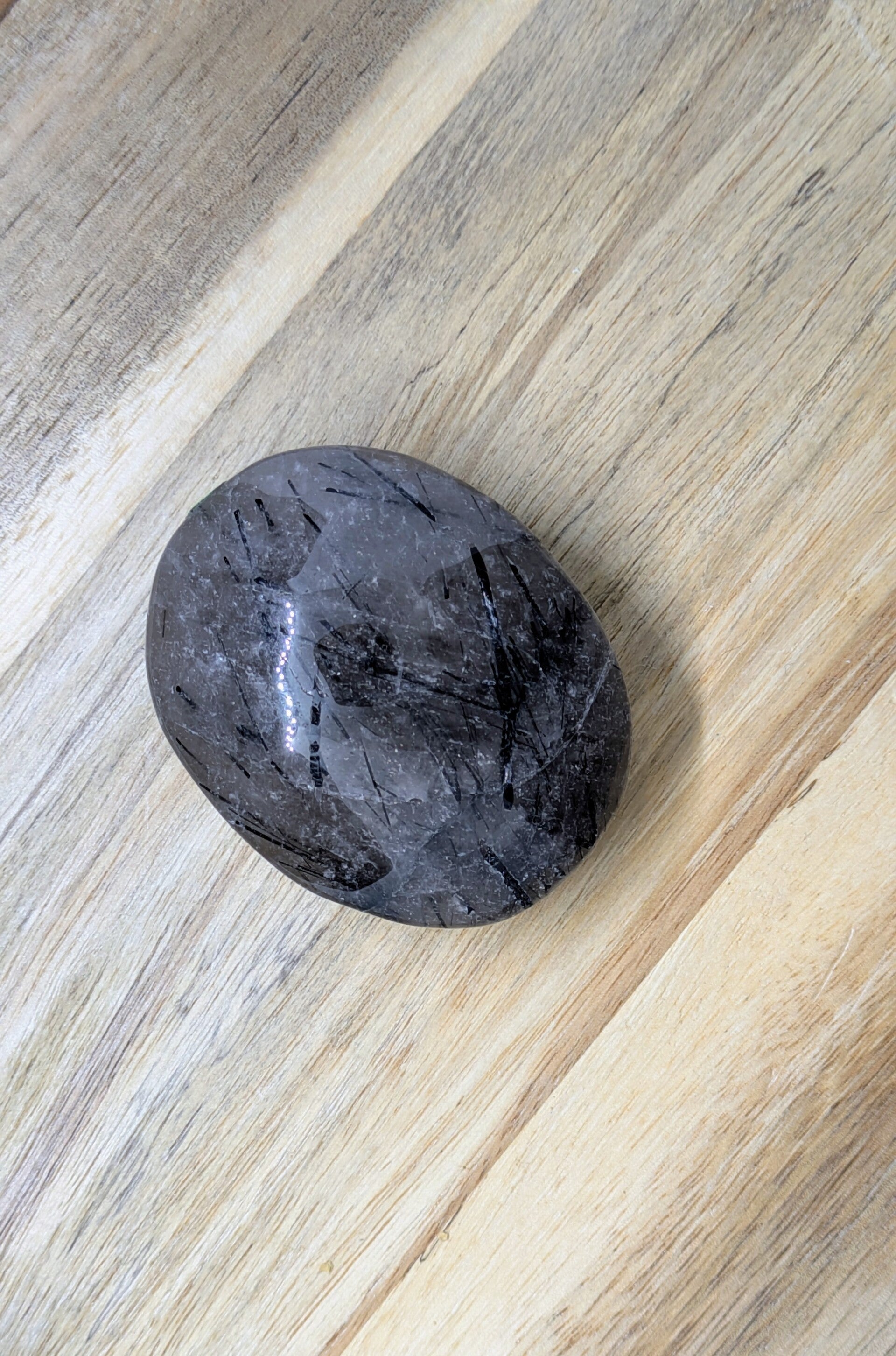 Black Tourmaline rutilated Quartz palmstone