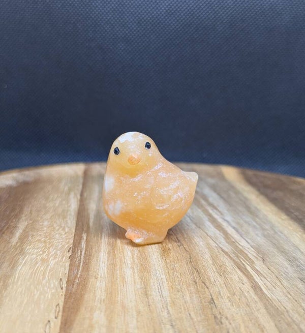 Yellow Calcite chick carving