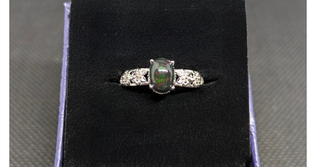 Black opal ring