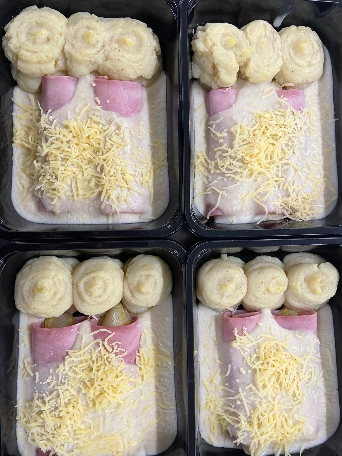 Hamrolletjes met witloof en puree