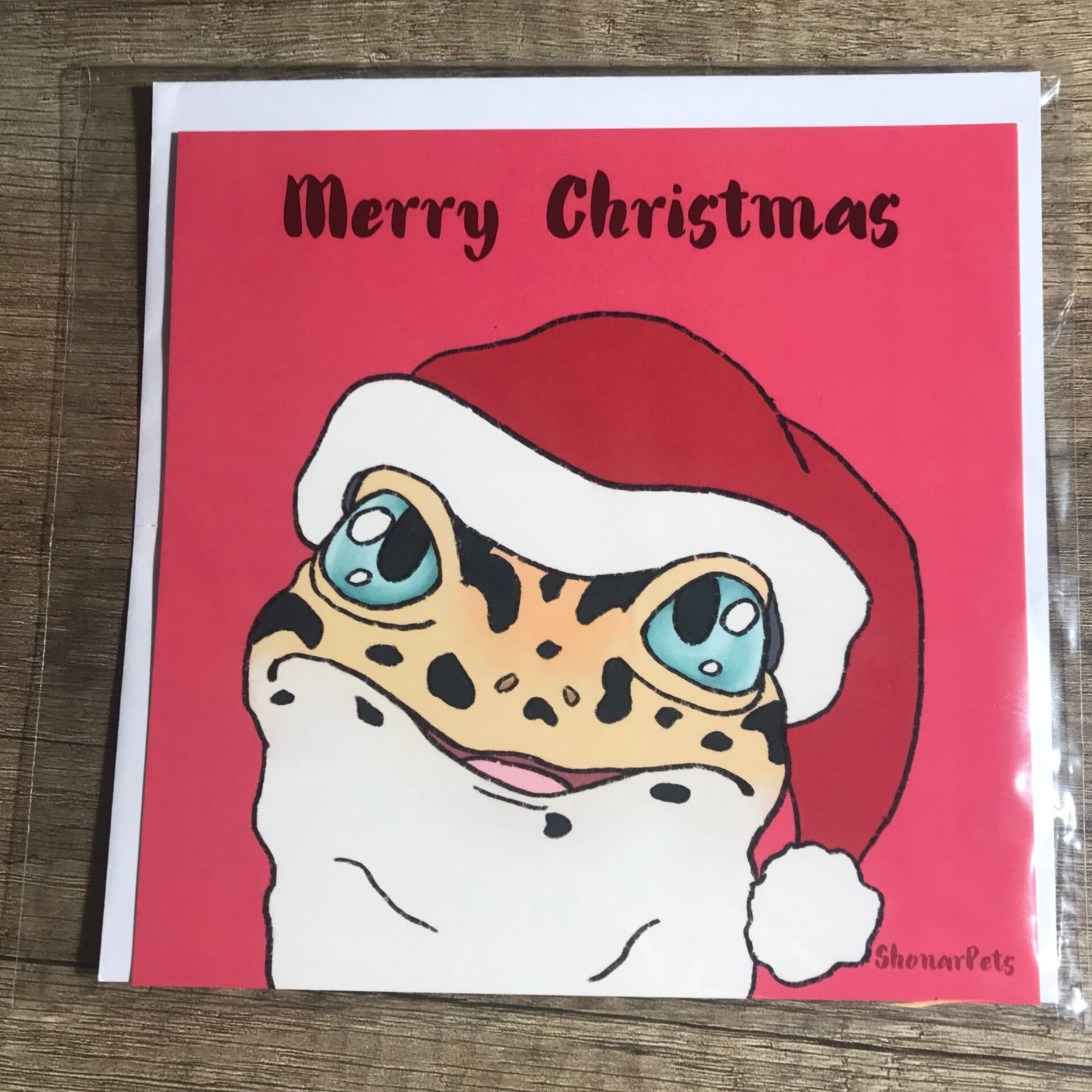 Luipaard gekko kerstkaart
