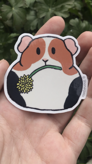 Cavia met bloem sticker