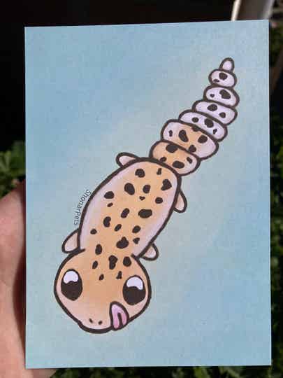 Luipaard gekko mini print