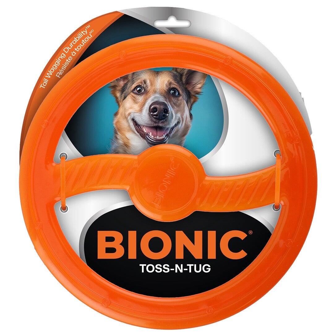Bionic toss-n-tug ring oranje 23cm