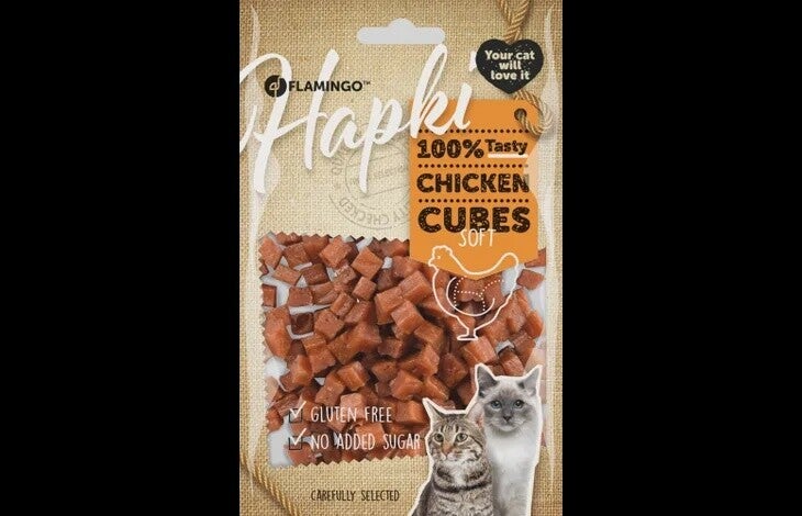 SNACK HAPKI BLOKJES MET KIP 85g Katten