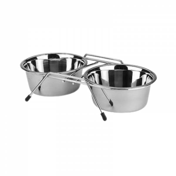 RVS Dinnerset met 2 bakken voor Katten 11cm