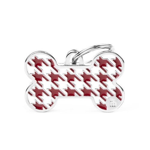 Style Pied de Poule groot rood bot ID-tag