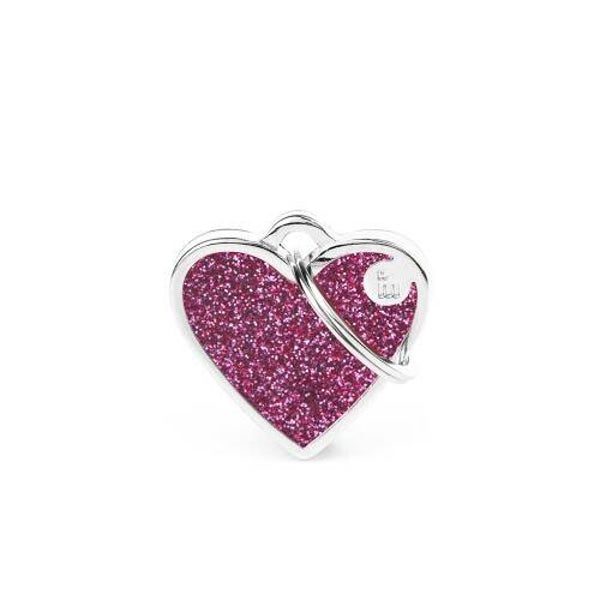 Shine klein roze glitter hart ID-tag