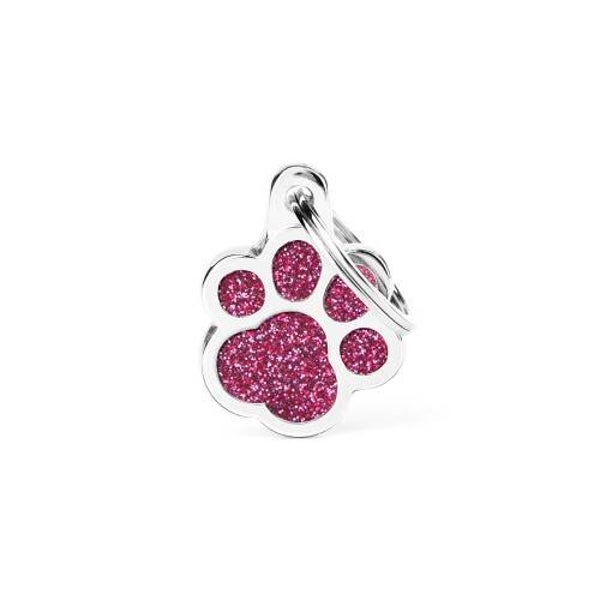 Glans roze glitter poot ID-tag