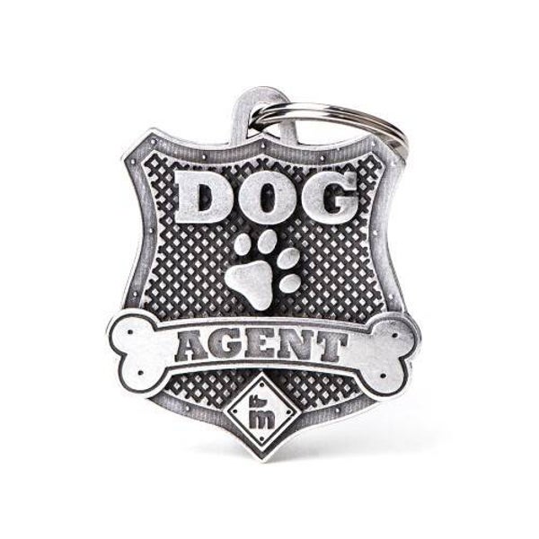 Bronx Hond Agent Badge ID-tag in antiek zilver