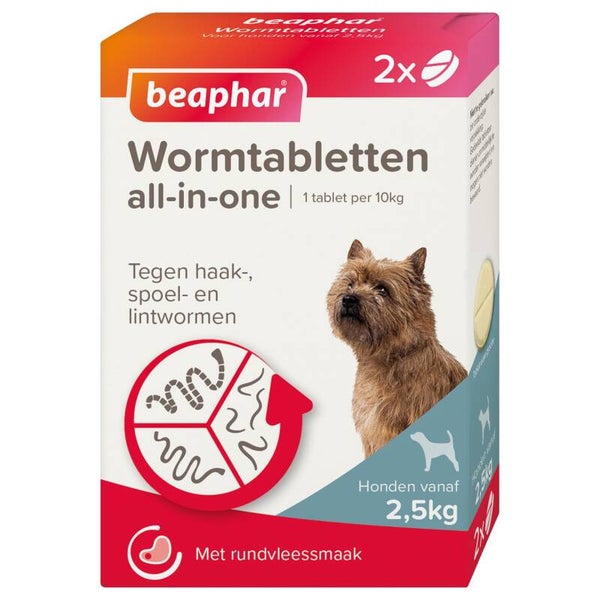 Beaphar all-in-one wormtabletten hond 2,5-20kg 2tabl