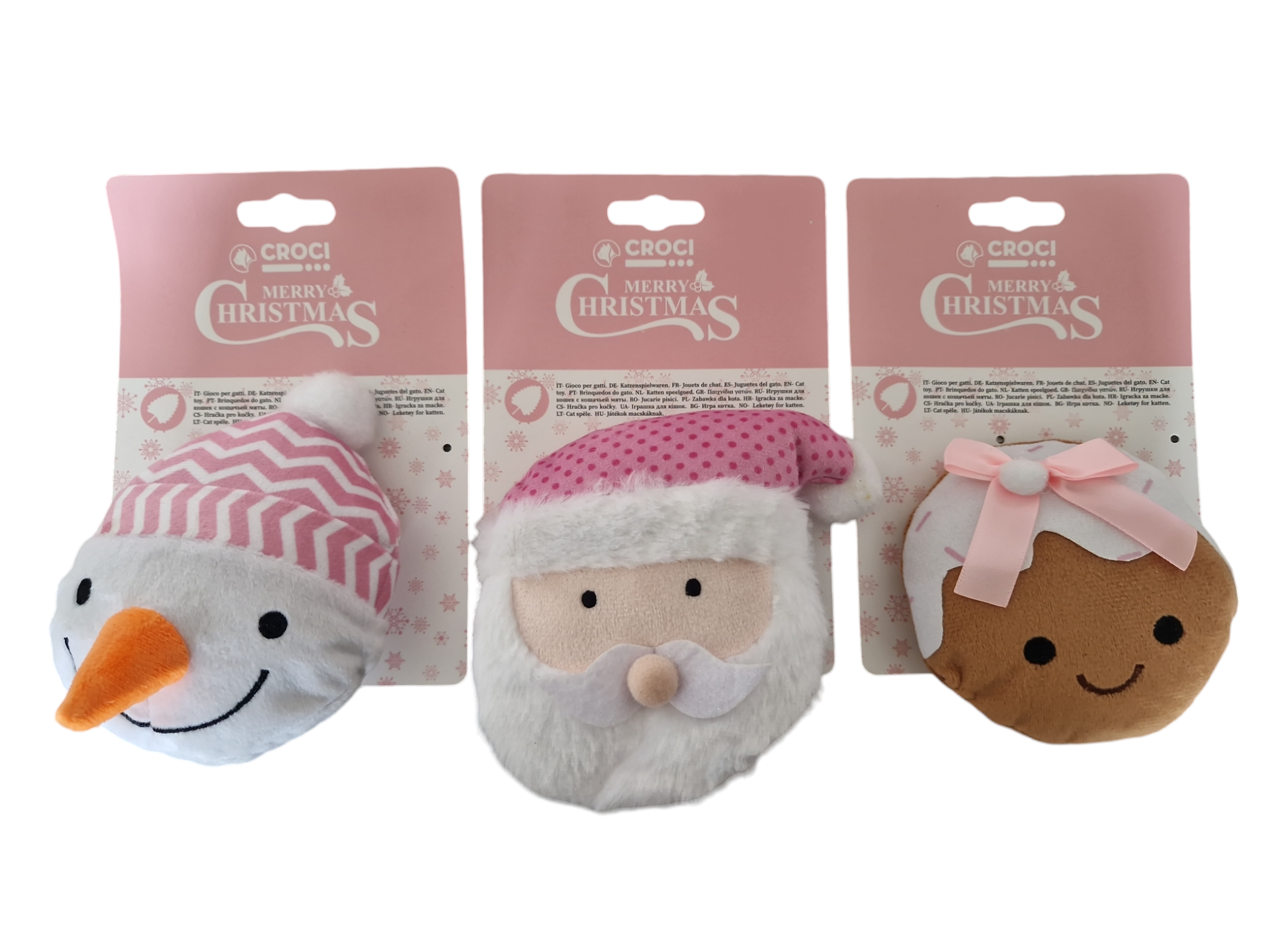 Kattenspeelgoed Xmas wit/roze met catnip