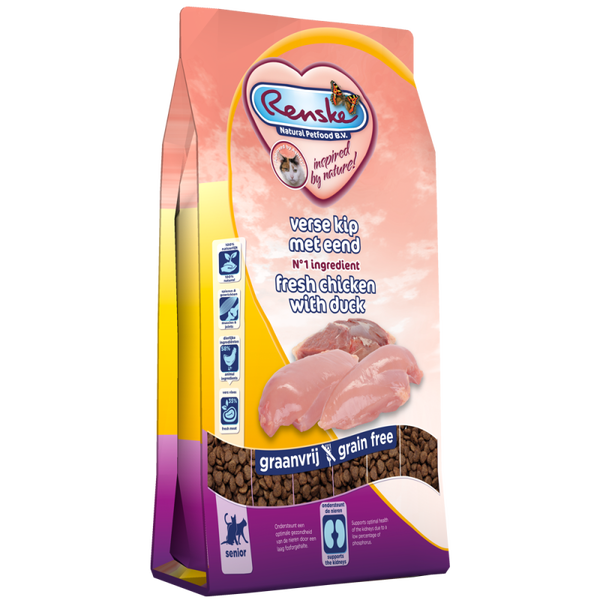 Renske Super Premium droog kat senior kip&eend 1,5kg