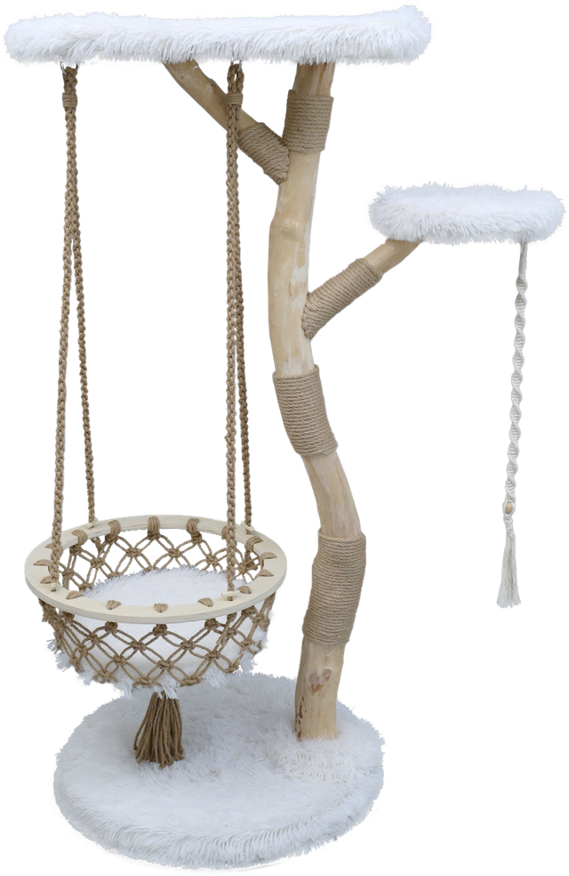 AB CAT TREE ALASKA met Schommel Wit Plush- 63x63x151cm