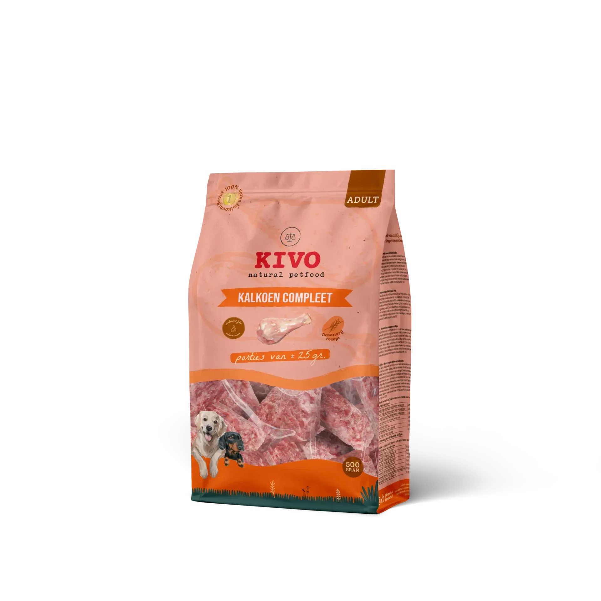 Kivo Kalkoen compleet porties 500gr adult