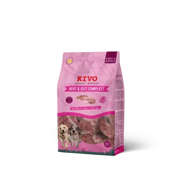 Kivo Hert & Geit compleet porties 500gr adult - junior - puppy