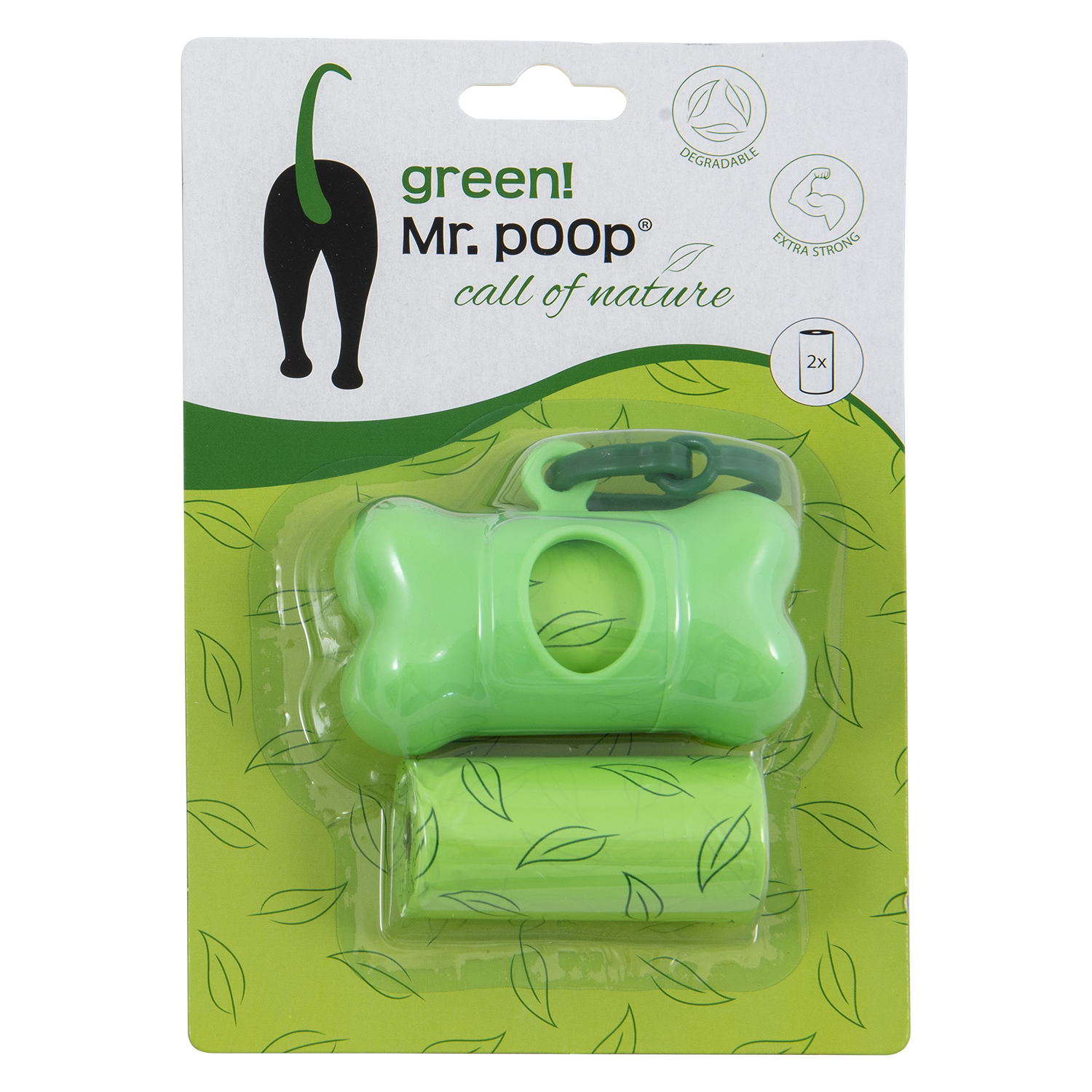 Mr.POOP GREEN! Houder groen+2 Rolletjes-Groen motief