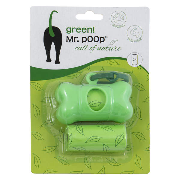 Mr.POOP GREEN! Houder groen+2 Rolletjes-Groen motief